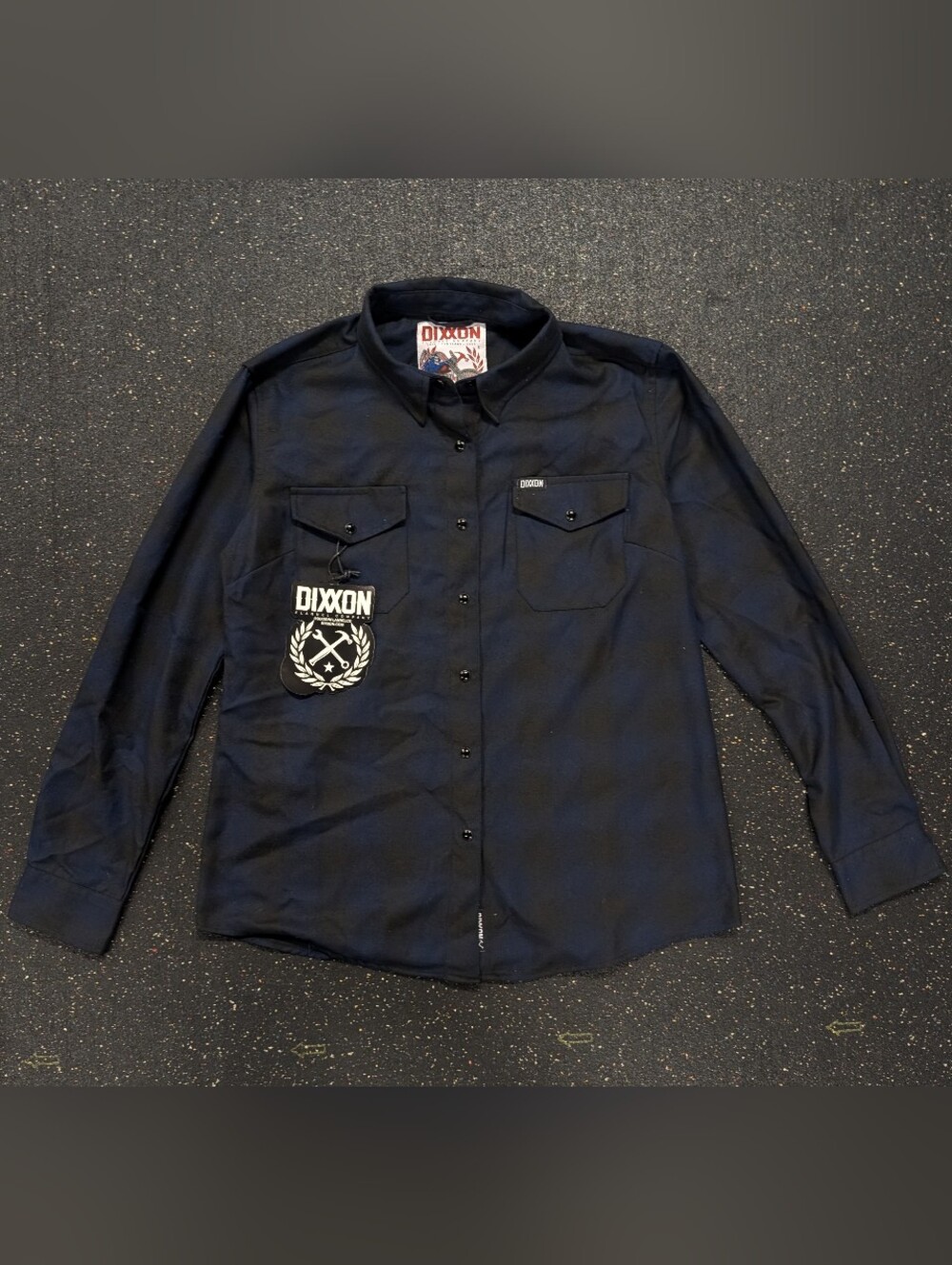 Dixxon Flannel Company Midnight Snap Shirt L Black Blue Plaid Workwear Biker